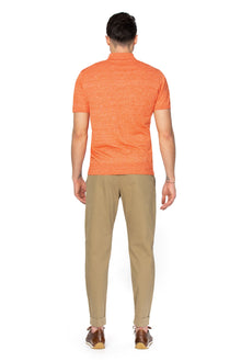 Merino wool and linen orange polo shirt
