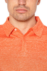 Merino wool and linen orange polo shirt