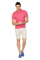 Merino wool and linen fuchsia polo shirt