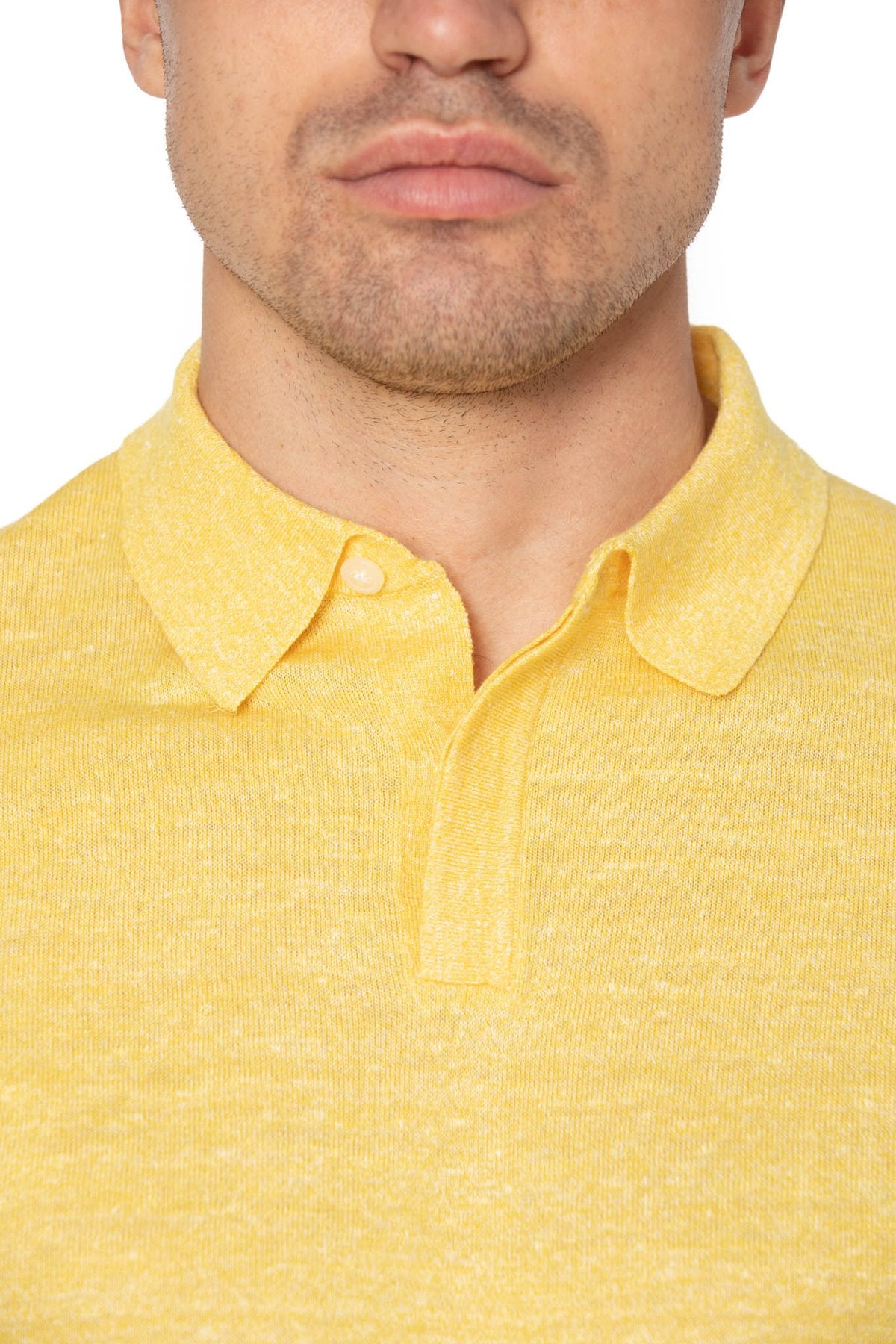 Merino wool and linen yellow polo shirt