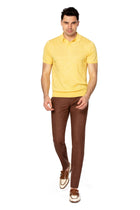 Merino wool and linen yellow polo shirt