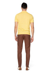 Merino wool and linen yellow polo shirt
