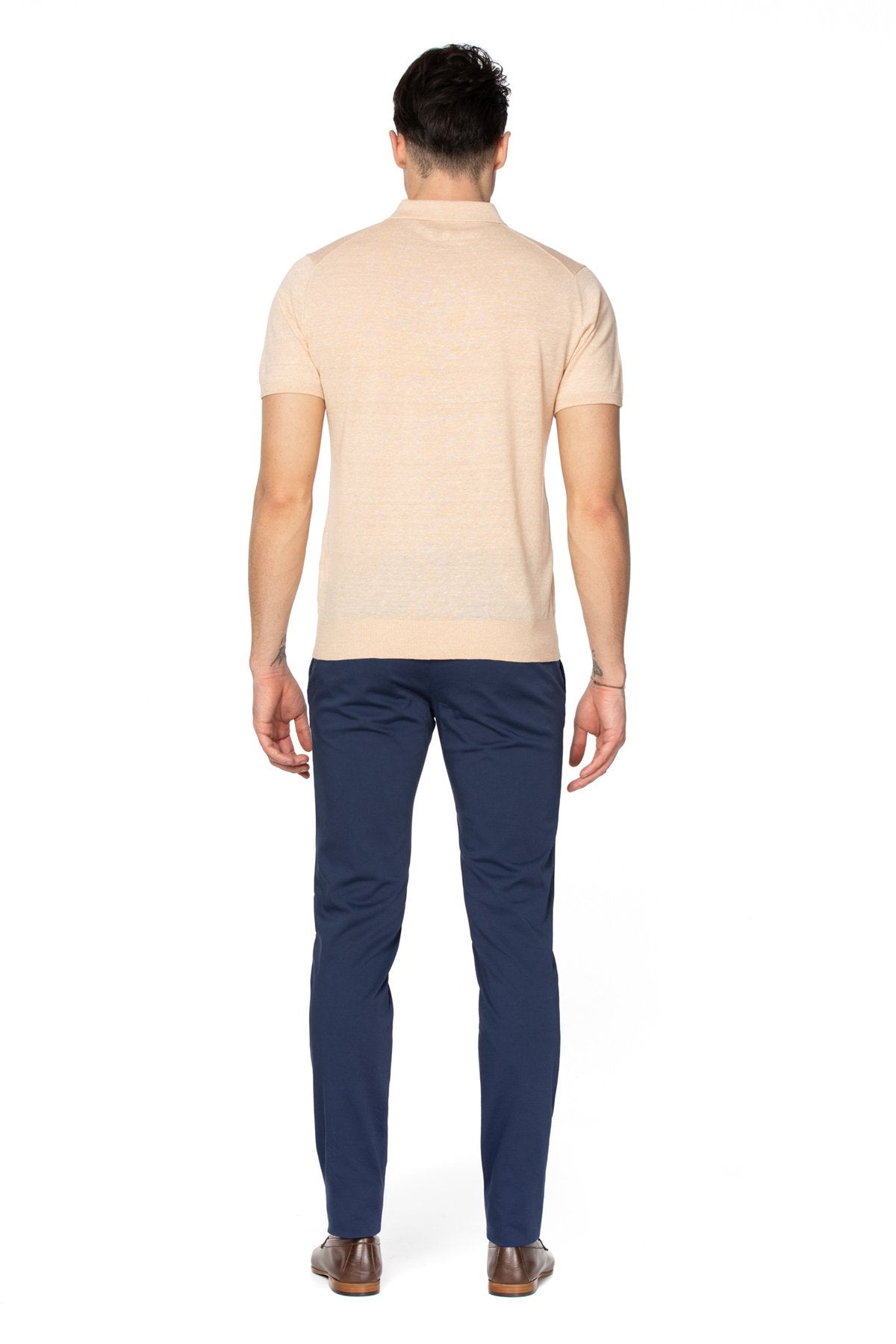 Merino wool and linen polo shirt