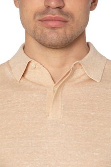 Merino wool and linen polo shirt