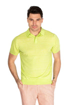 Merino wool and linen green polo shirt
