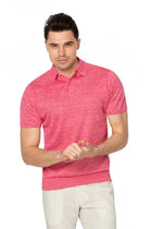 Merino wool and linen fuchsia polo shirt