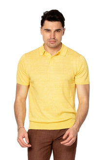 Merino wool and linen yellow polo shirt