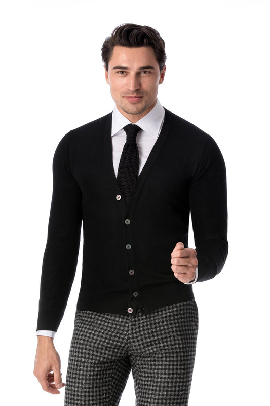 Black cardigan from Merino wool