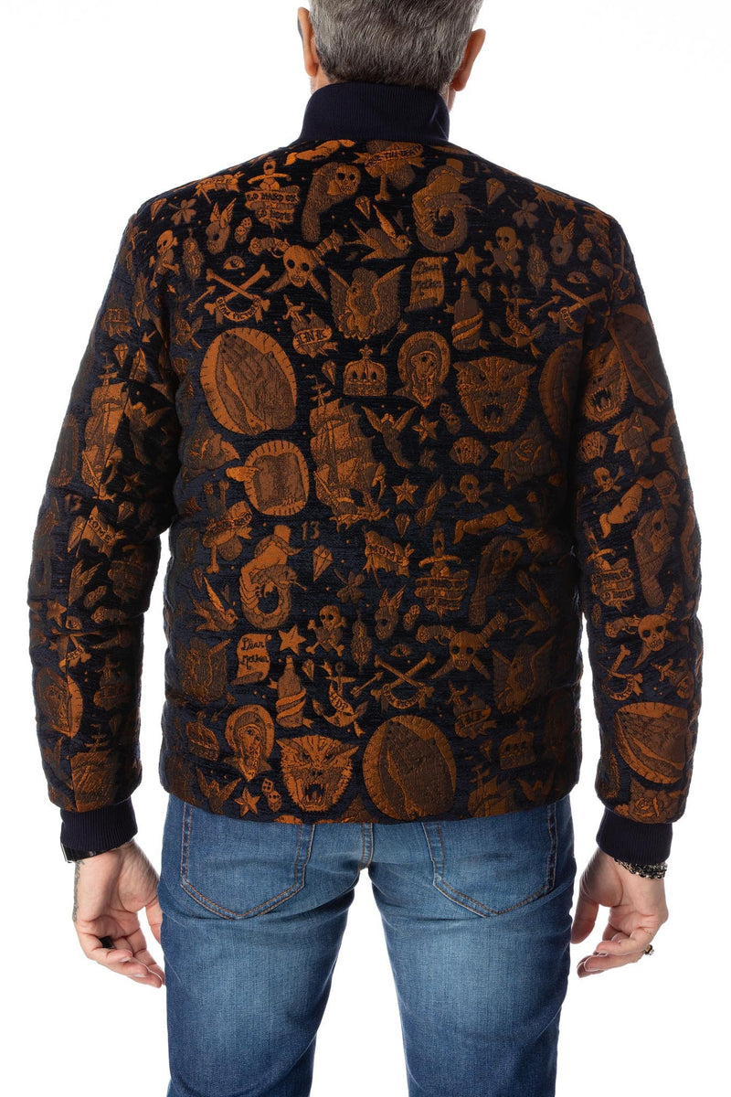 Velvet navy-blue bomber jacket