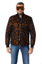 Velvet navy-blue bomber jacket