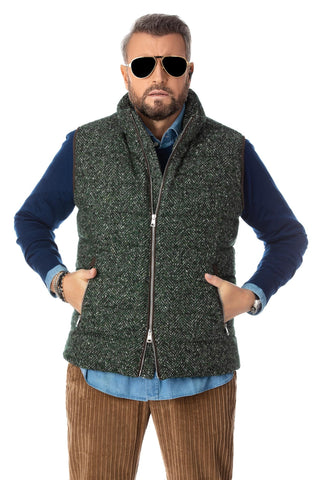 Navy textured casual waistcoat with buttons