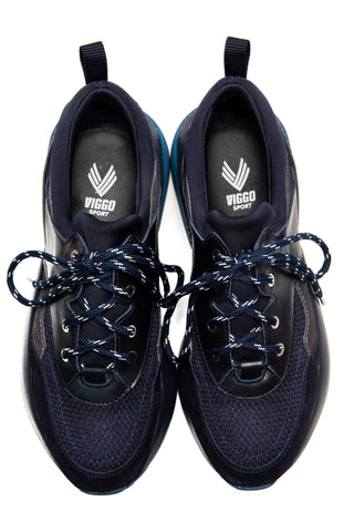 Dark blue leather sport shoes