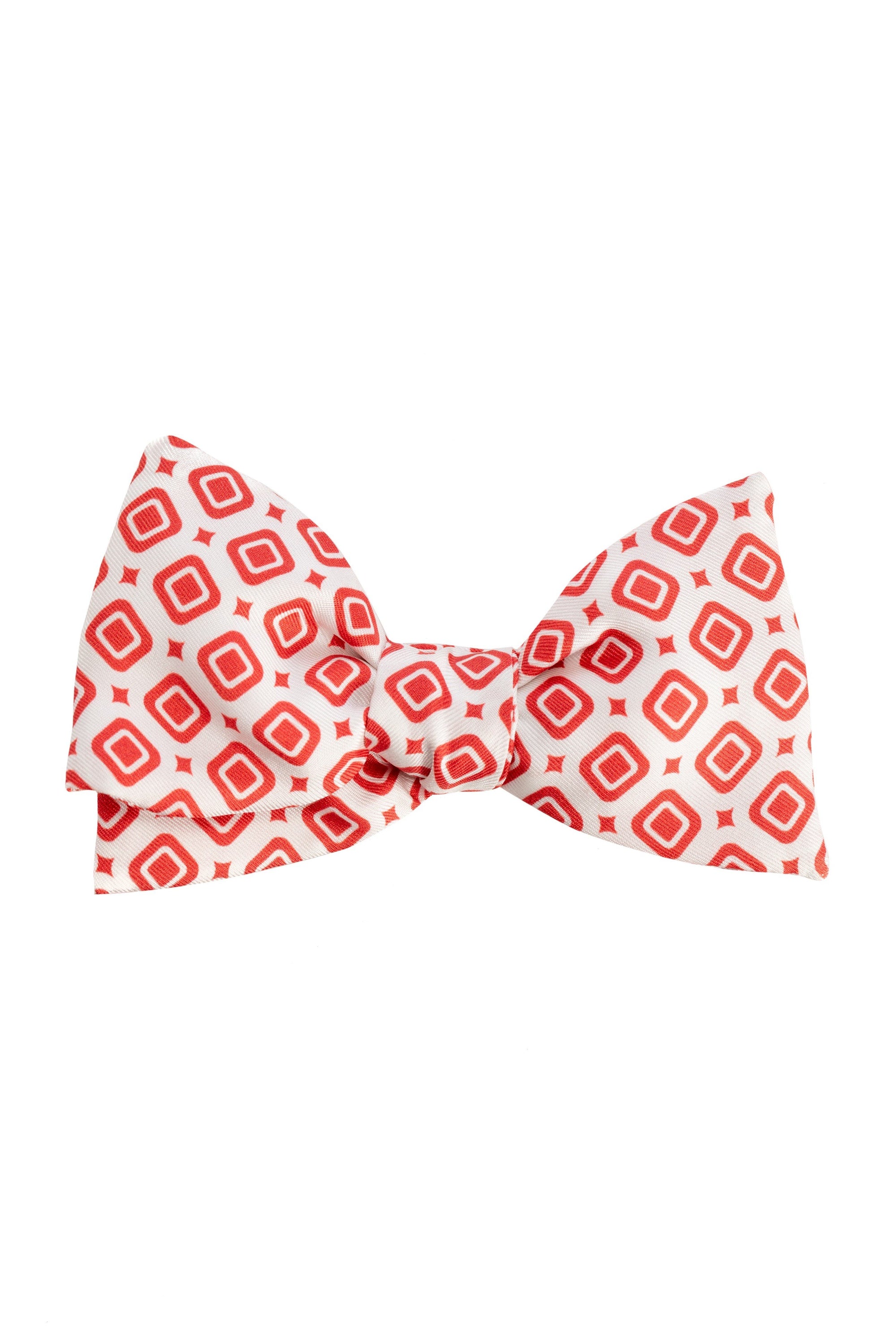 White bow tie with big red rhombus