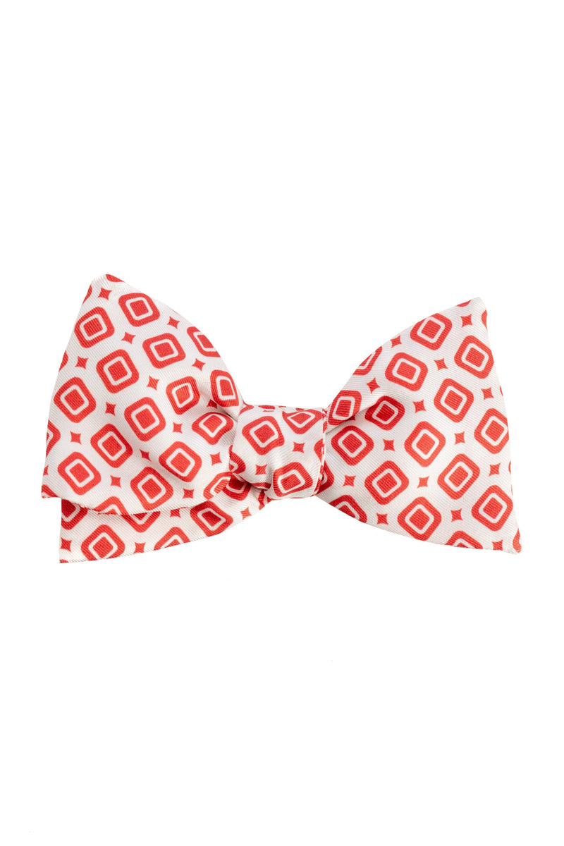 White bow tie with big red rhombus