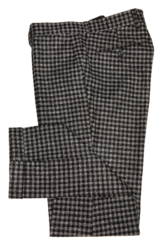 Grey casual trousers with little black checkers