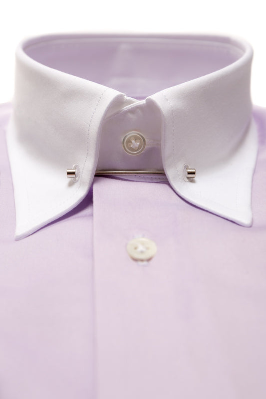 Light purple shirt with pin collar