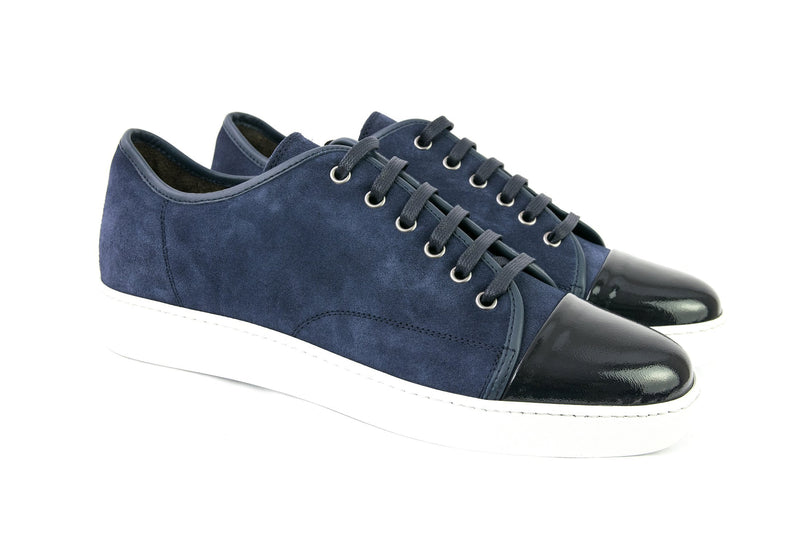 Dark blue leather sport shoes