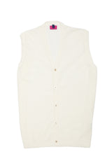 White textured casual waistcoat with buttons