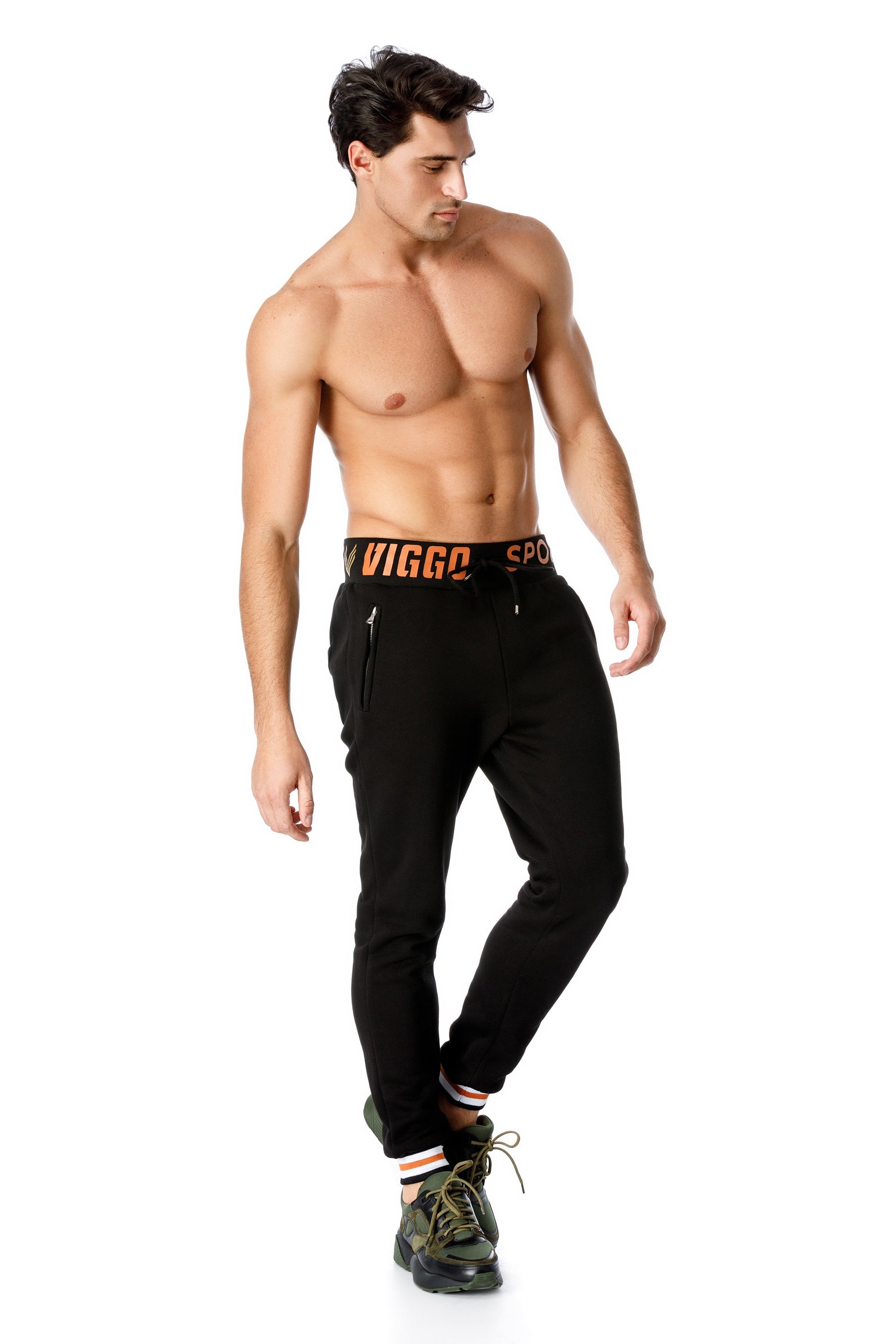 Black and orange sport trousers