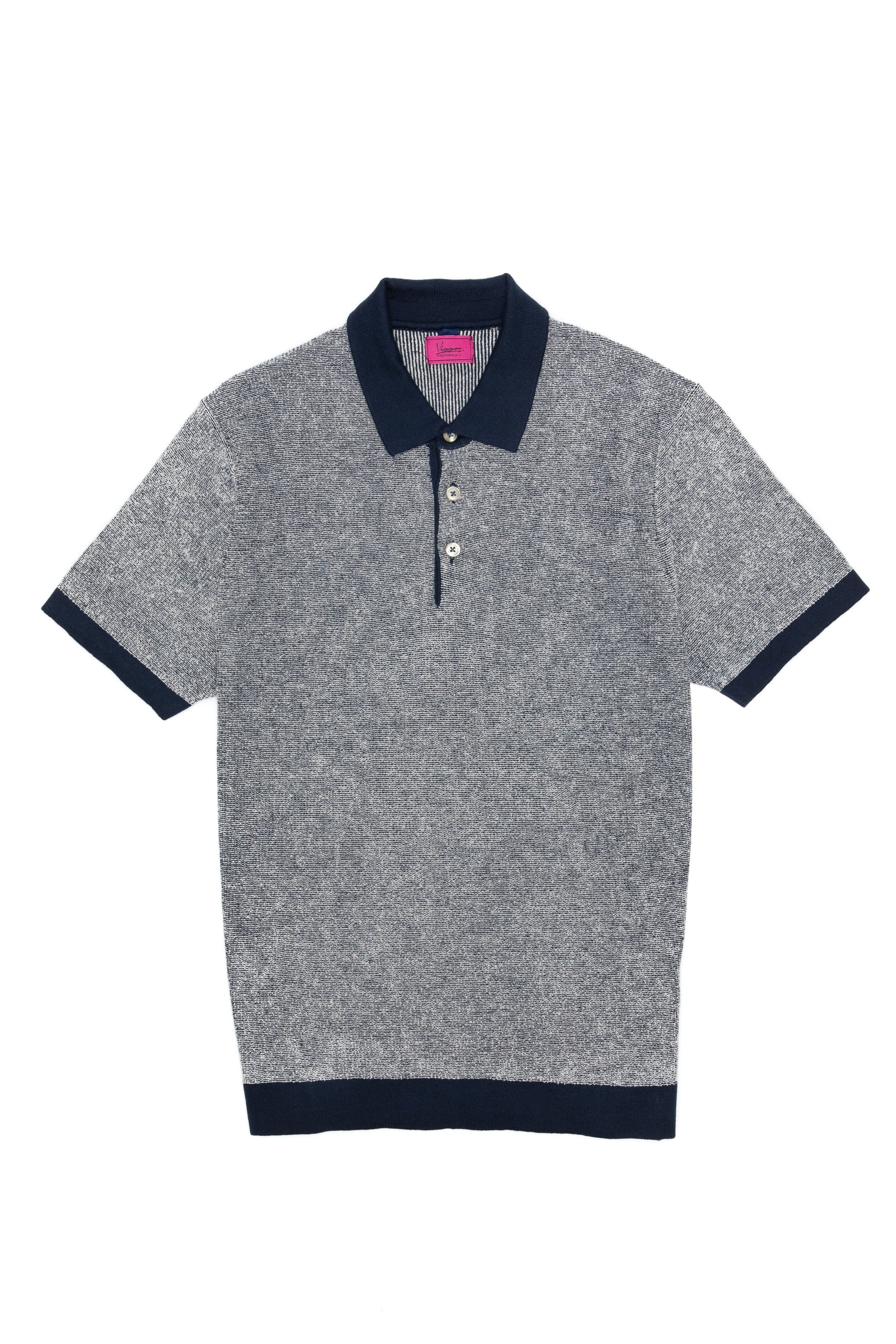 Casual navy Pepit t-shirt with white Polo collar
