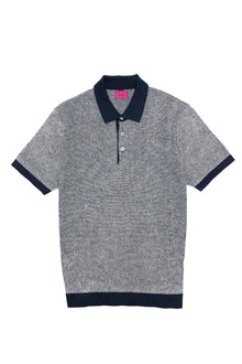 Casual navy Pepit t-shirt with white Polo collar