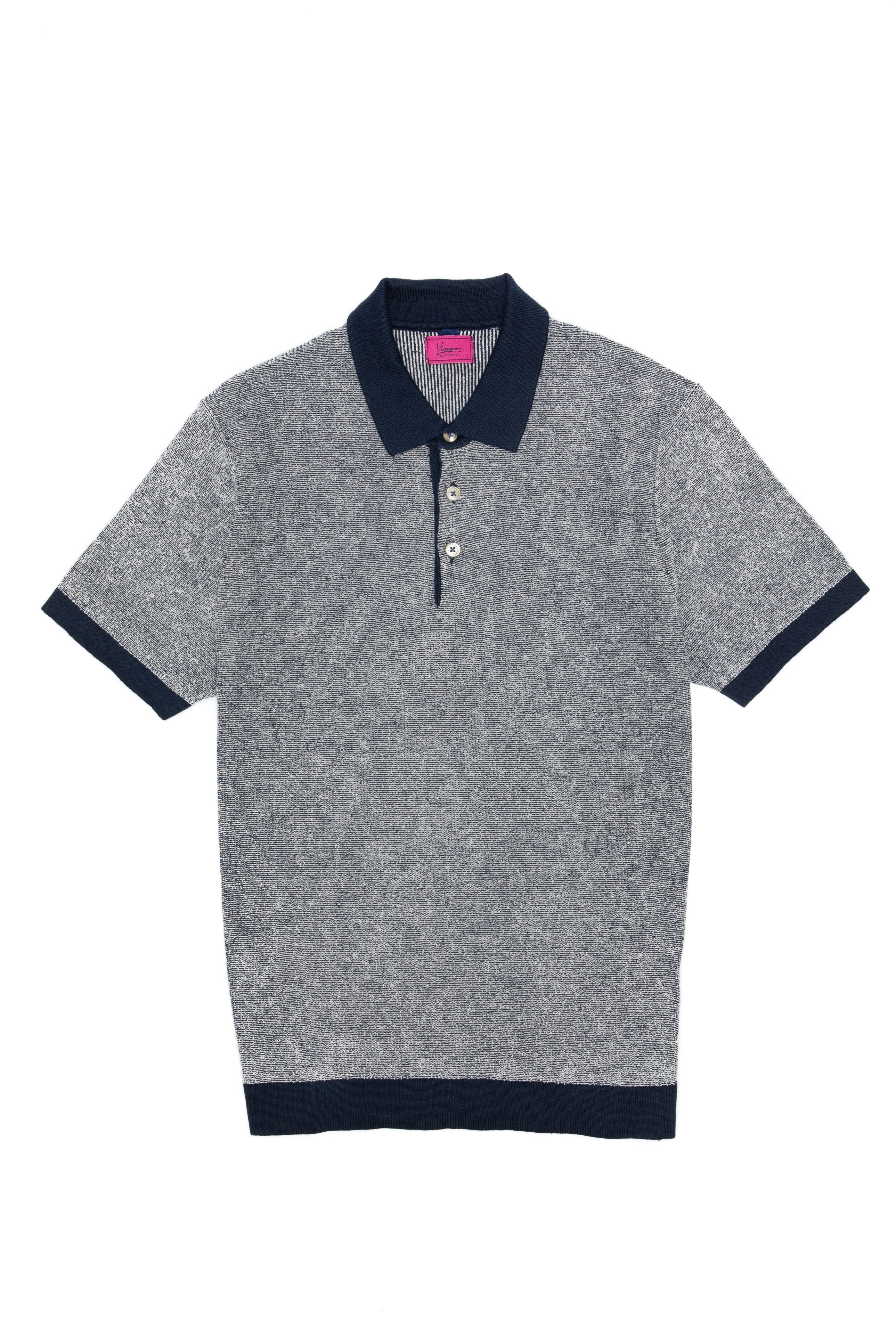 Casual navy Pepit t-shirt with white Polo collar