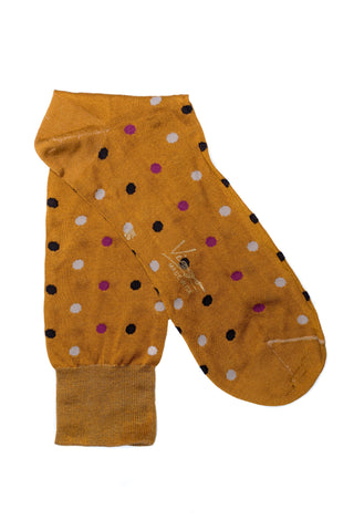 Brown socks with beige dots