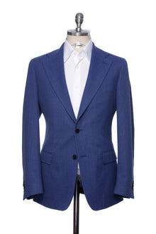 Blue thin textured casual jacket and lapel cut