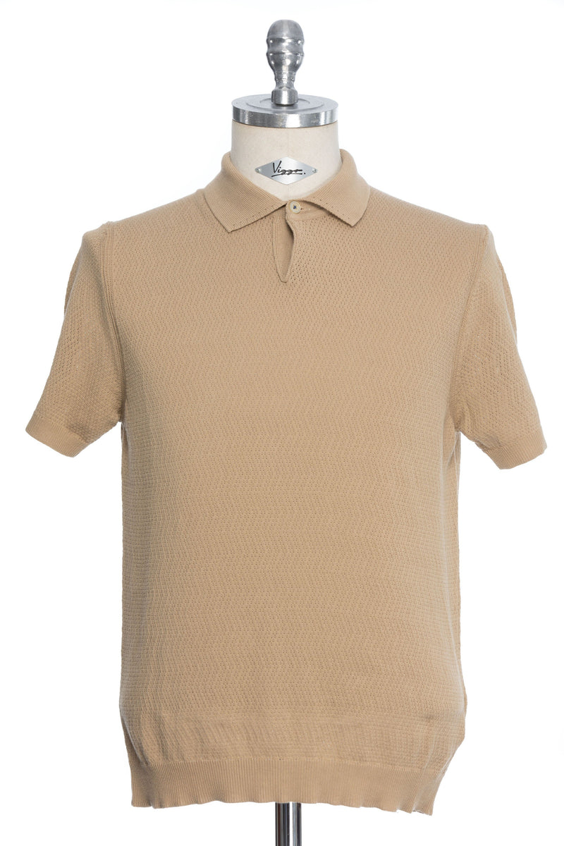 Beige casual t-shirt with Polo collar