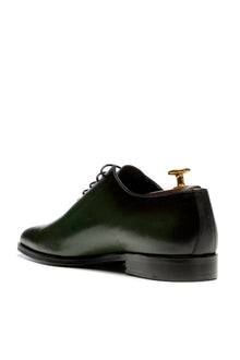 Grey evening shoes with lime-green metallic effect