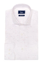 White shirt with multicolored inserts
