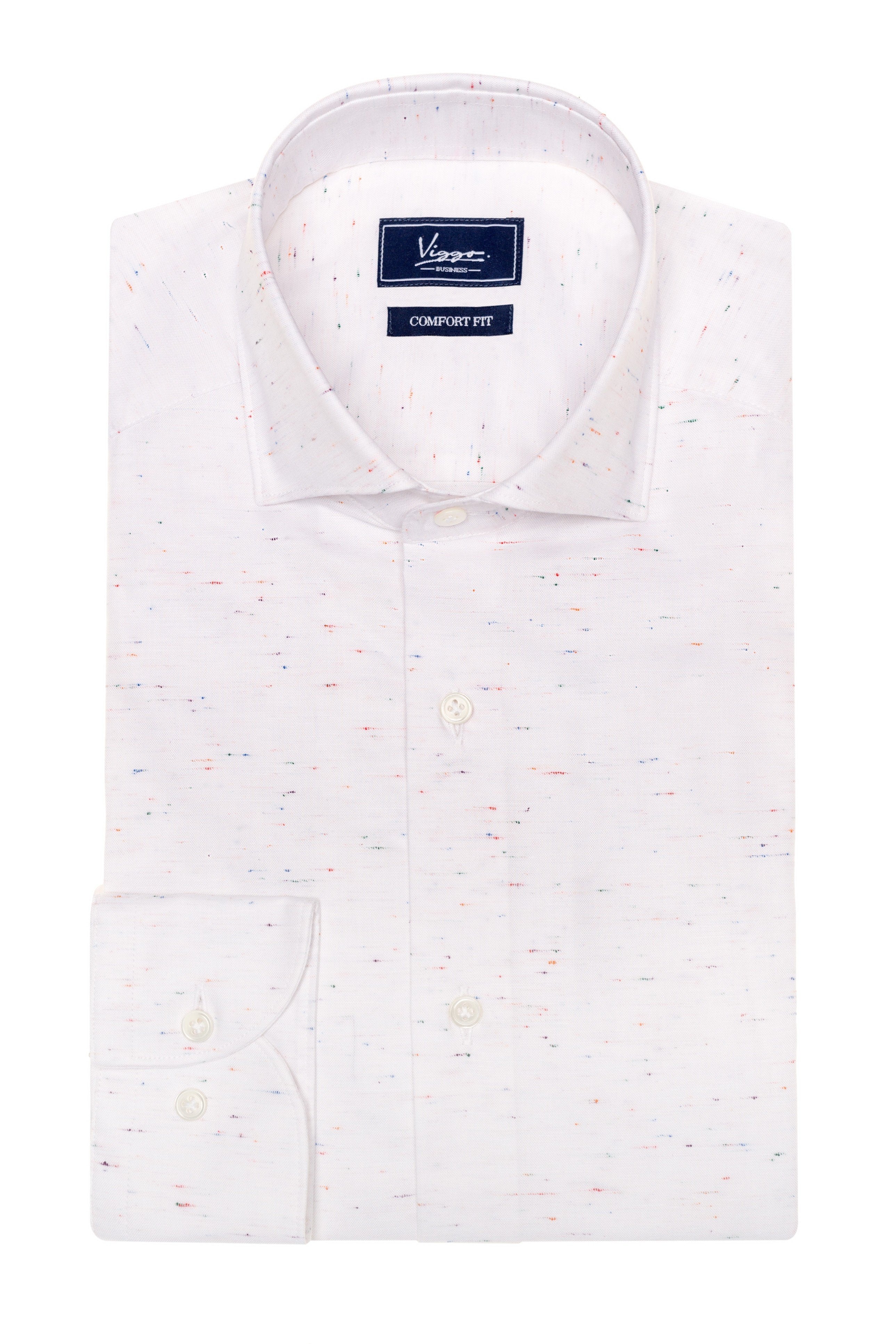 White shirt with multicolored inserts