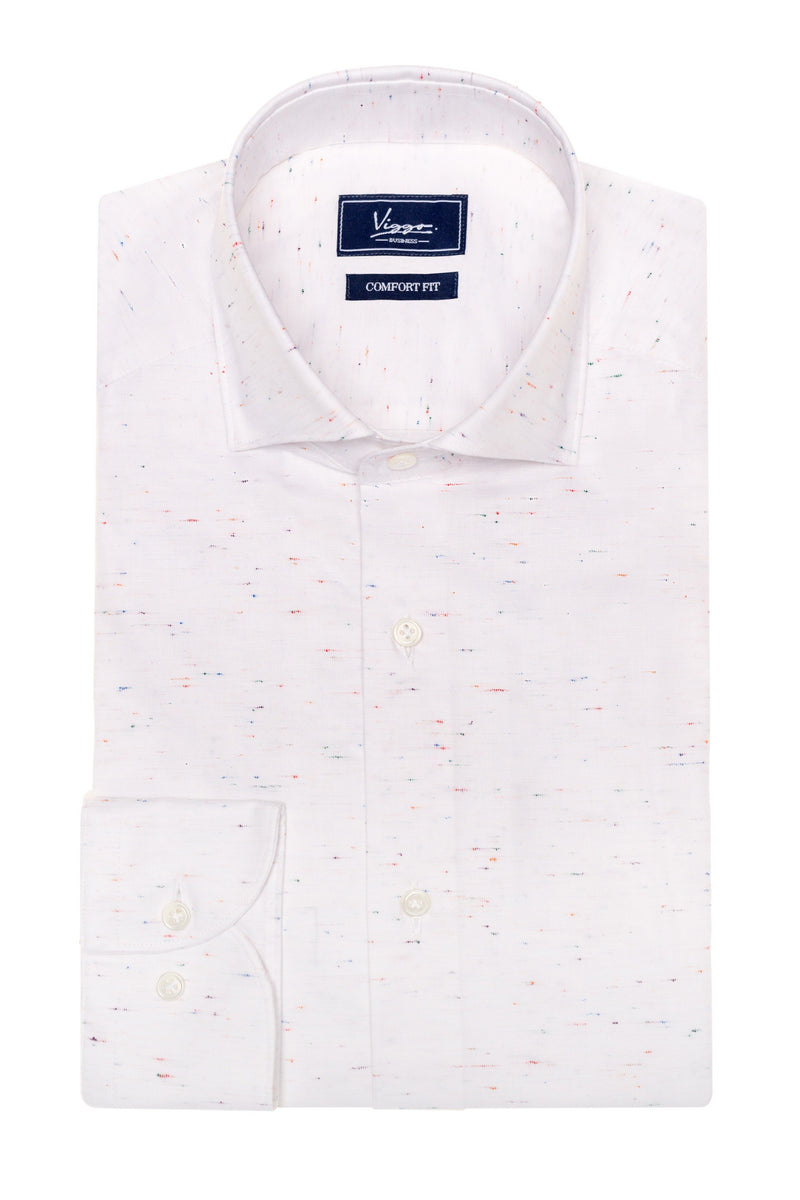 White shirt with multicolored inserts