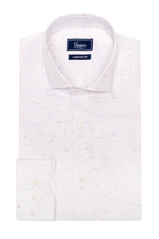 White shirt with multicolored inserts