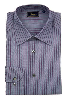 Grey business shirt with purple stripes