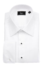 White evening shirt in fine texture with jewellery buttons