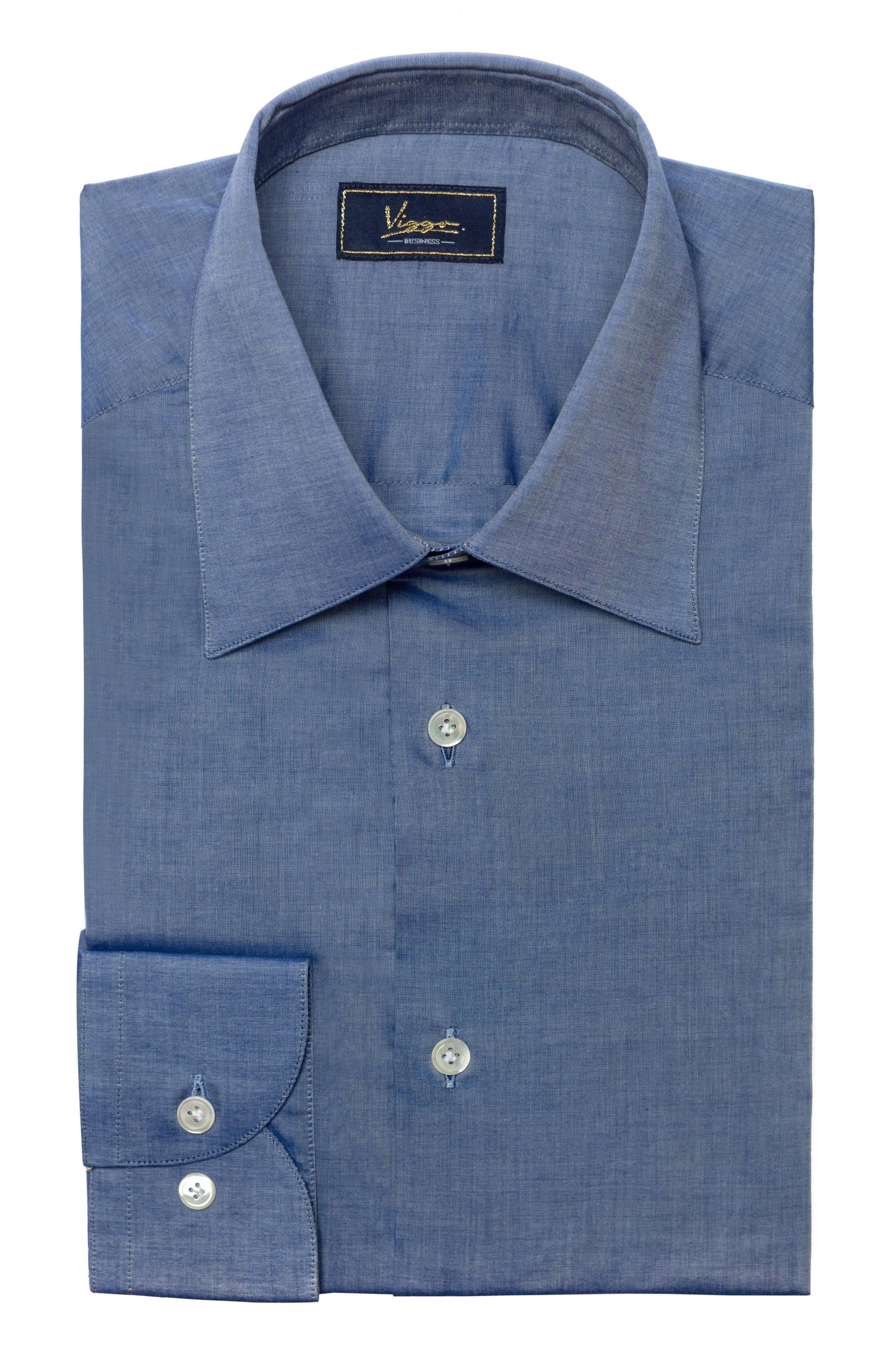 Blue textured denim shirt