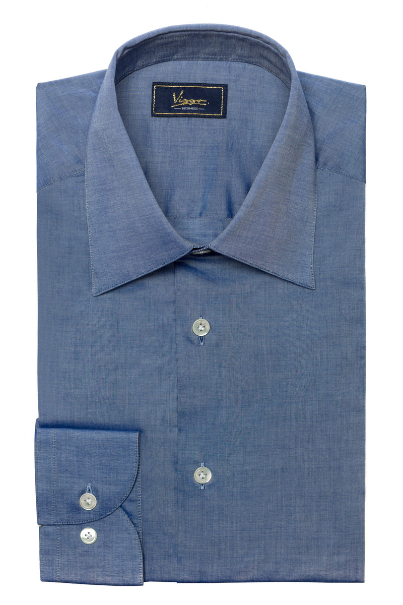 Blue textured denim shirt