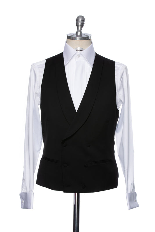 Ceremony black waistcoat with two lines of buttons and lapel