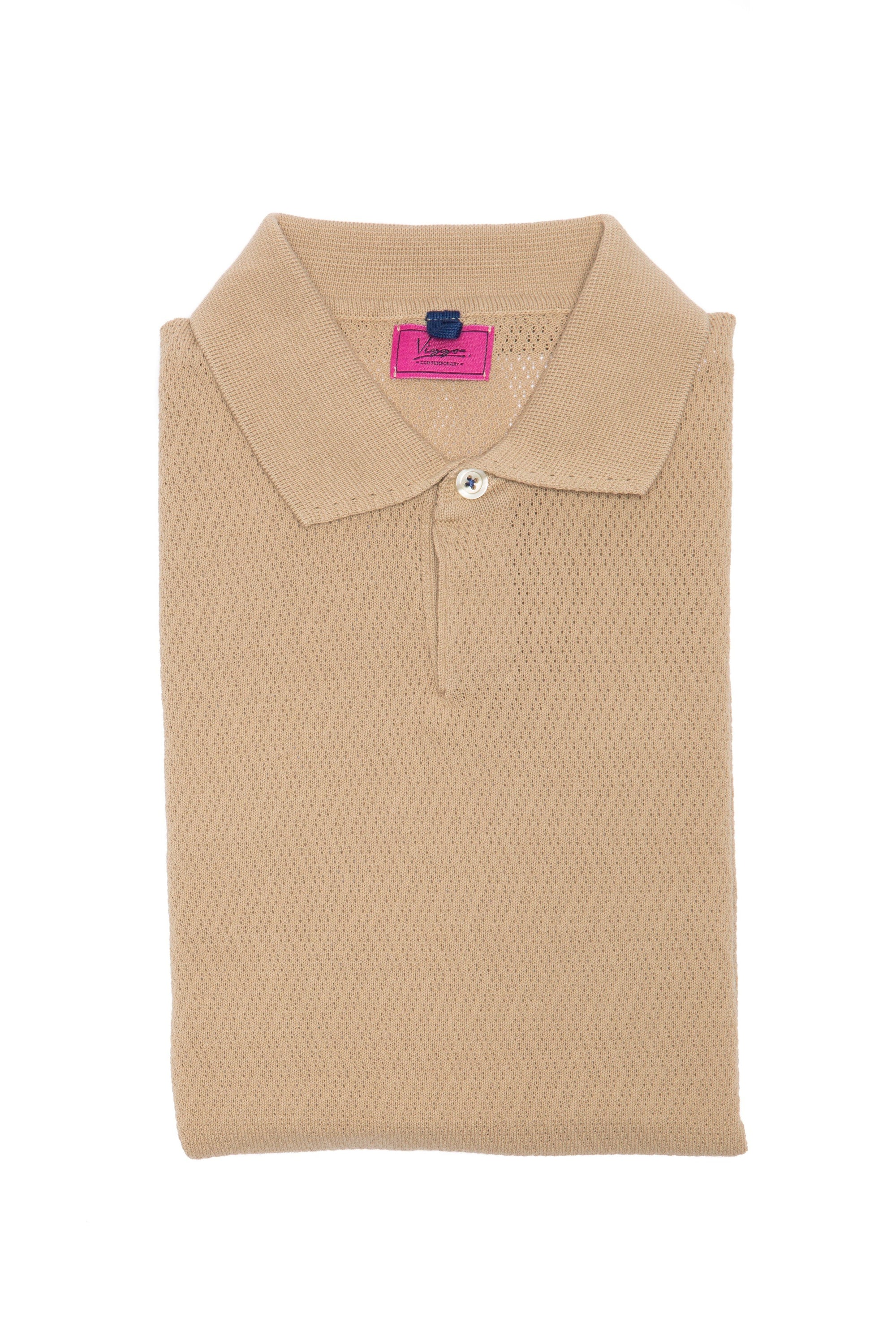 Beige casual t-shirt with Polo collar