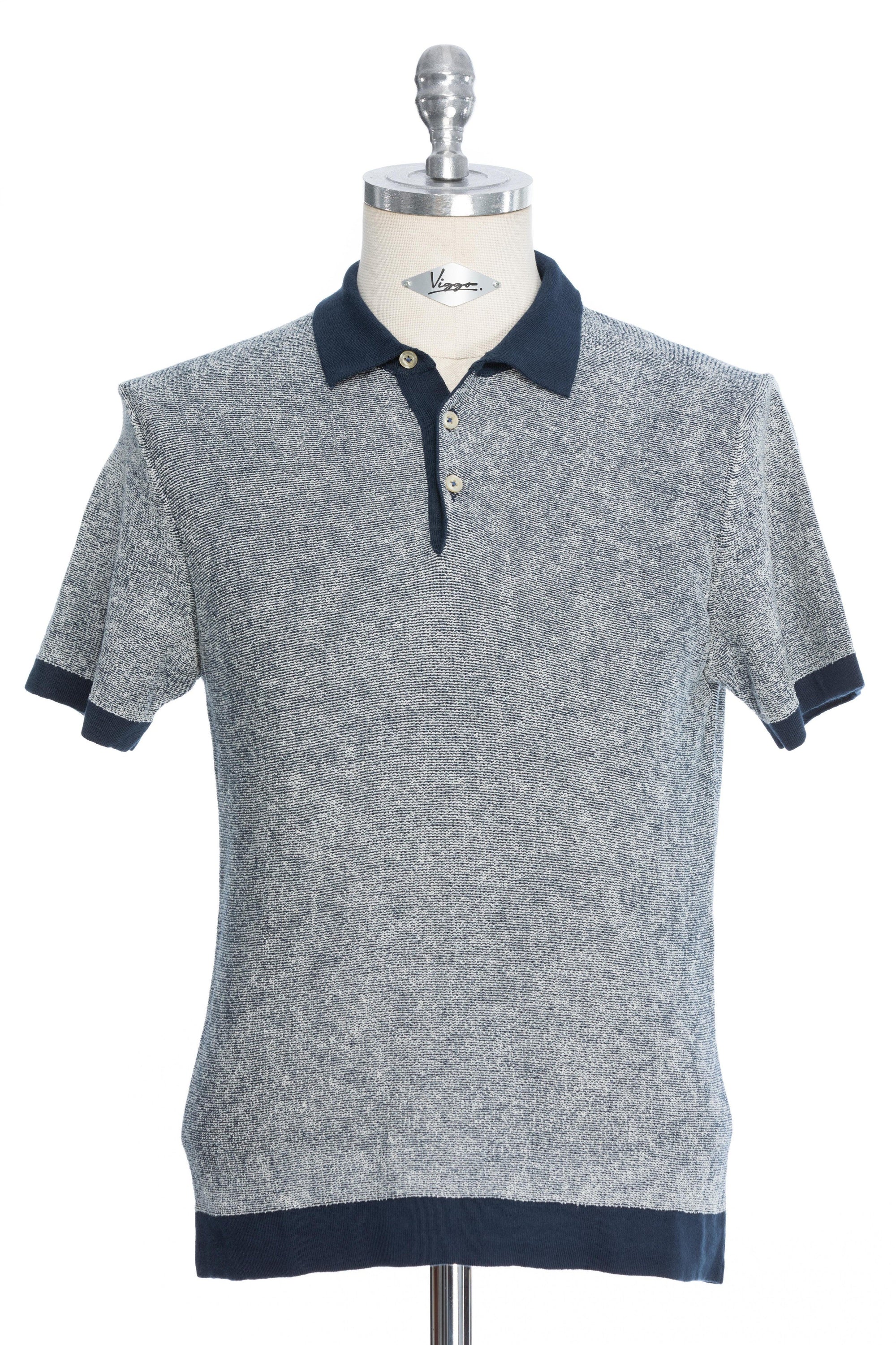 Casual navy Pepit t-shirt with white Polo collar