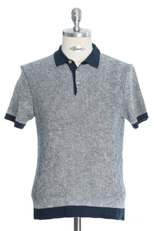 Casual navy Pepit t-shirt with white Polo collar