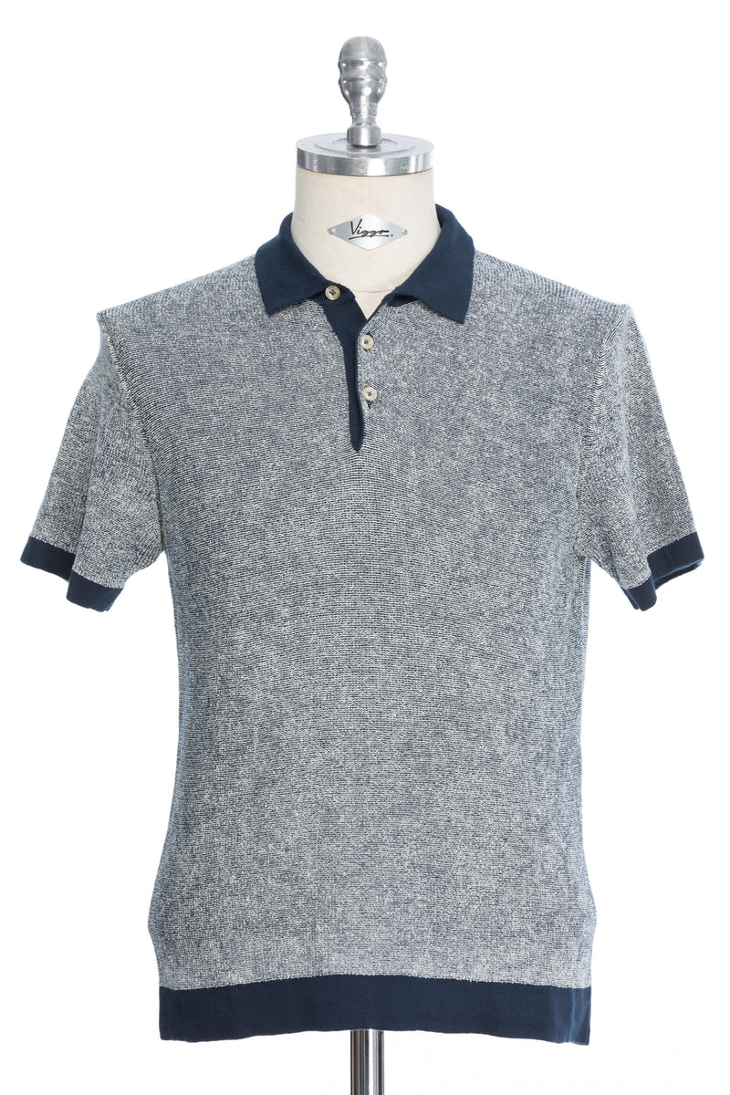 Casual navy Pepit t-shirt with white Polo collar
