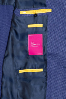 Blue thin textured casual jacket and lapel cut