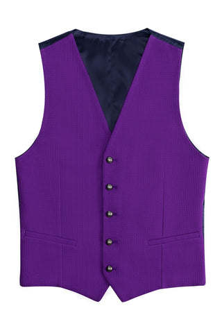 Casual navy textured Pepit waistcoat with buttons