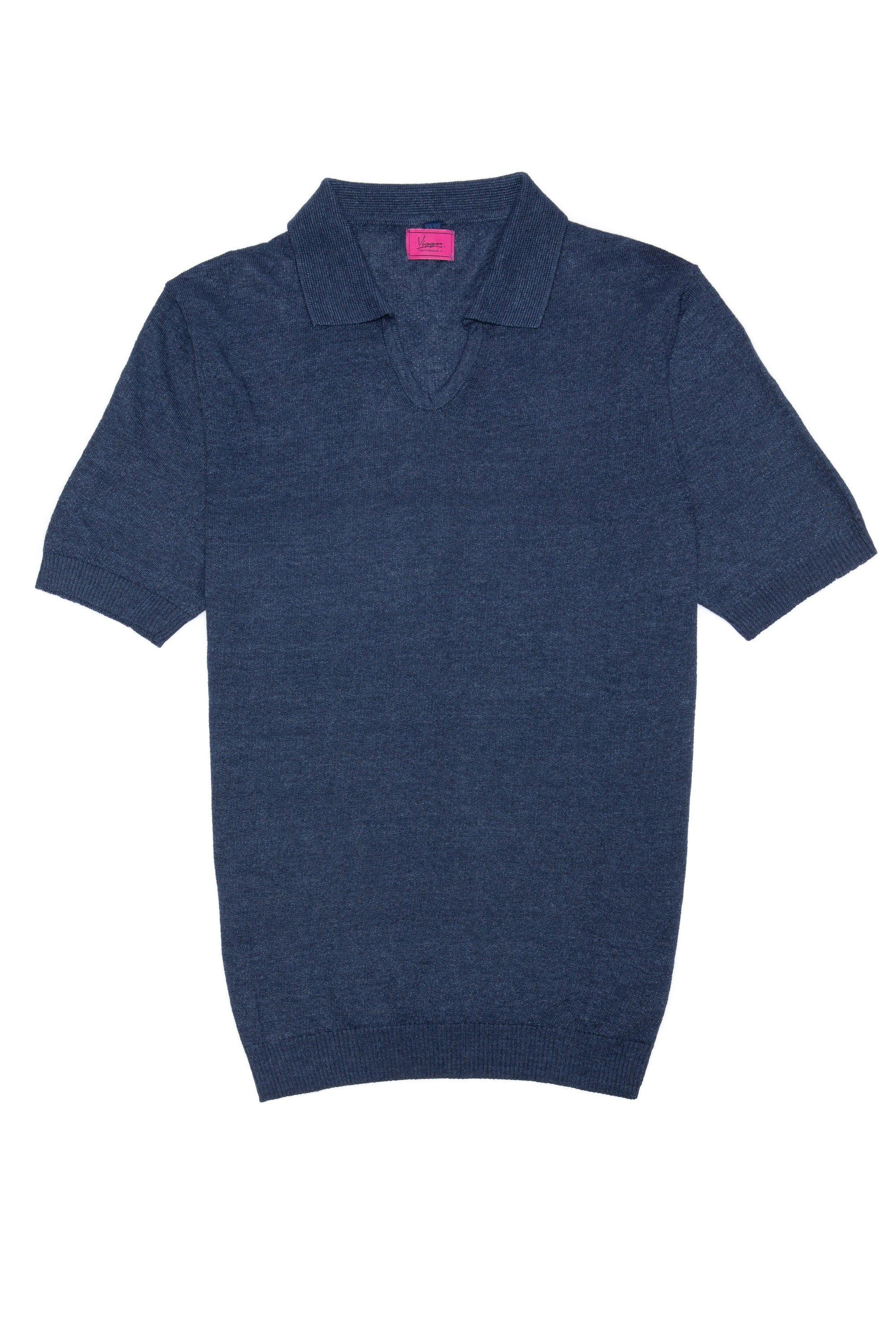 Navy casual t-shirt with Polo collar