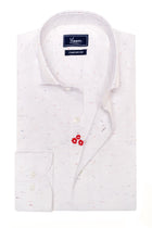 White shirt with multicolored inserts