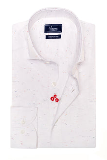 White shirt with multicolored inserts