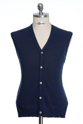 Navy business waistcoat with two lines of buttons