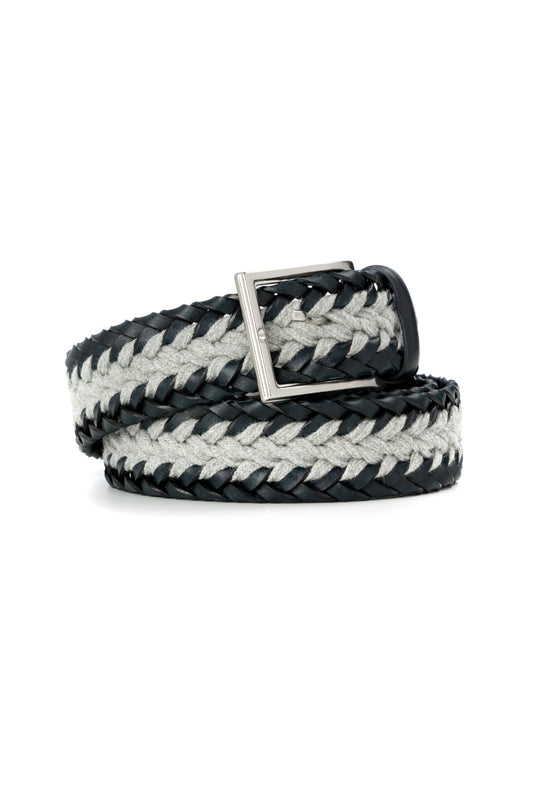 Blue and grey braided casual belt